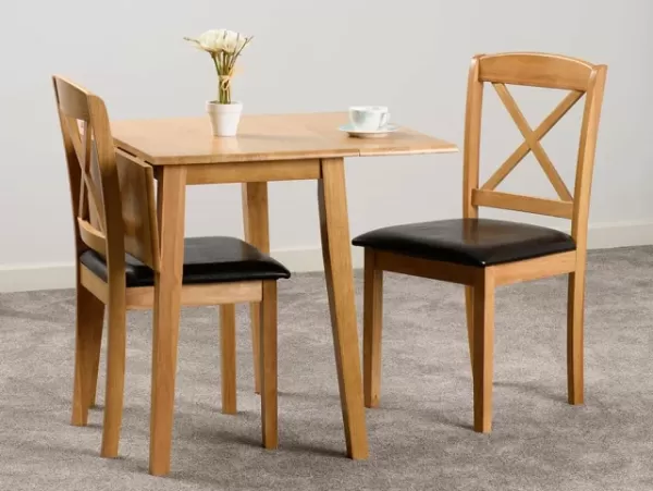 Image of Seconique Mason Oak Drop Leaf Dining Table and 2 Chair Set
