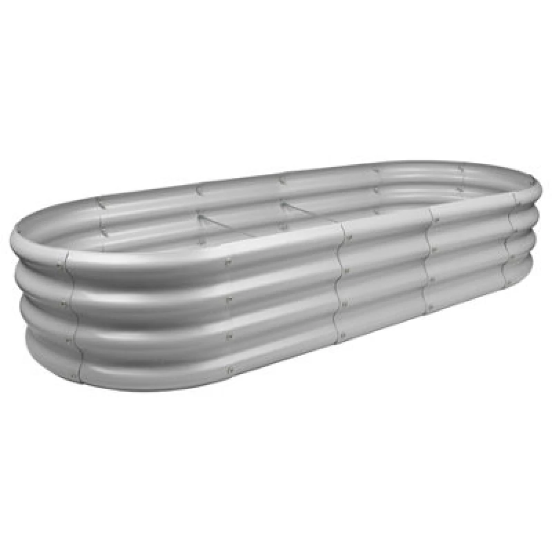Image of Harbour Housewares Rounded Galvanised Steel Outdoor Raised Garden Bed Planter Large - 180Cm X 90Cm - Silver