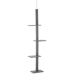 Image of Pawhut 260cm Floor To Ceiling Cat Tree W/ 3 Perches Kitten - Grey