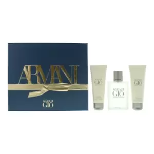 Image of Giorgio Armani Acqua Di Gio 3 Piece Eau de Toilette 100ml & Body Shampoo 75ml & Aftershave Balm 75ml Gift Set
