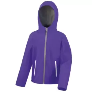 Image of Result Core Kids Unisex Junior Hooded Softshell Jacket (9/10) (Purple/Grey)