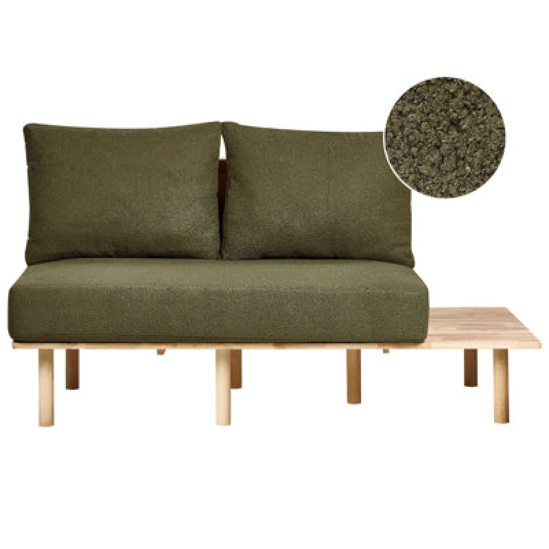 Image of Beliani Sofa 2 Seater Salo Boucle Dark Green With Tables