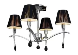 Image of Siena Semi Flush Ceiling Round 4 Light E14, Polished Chrome with Black Shades And Black Crystal