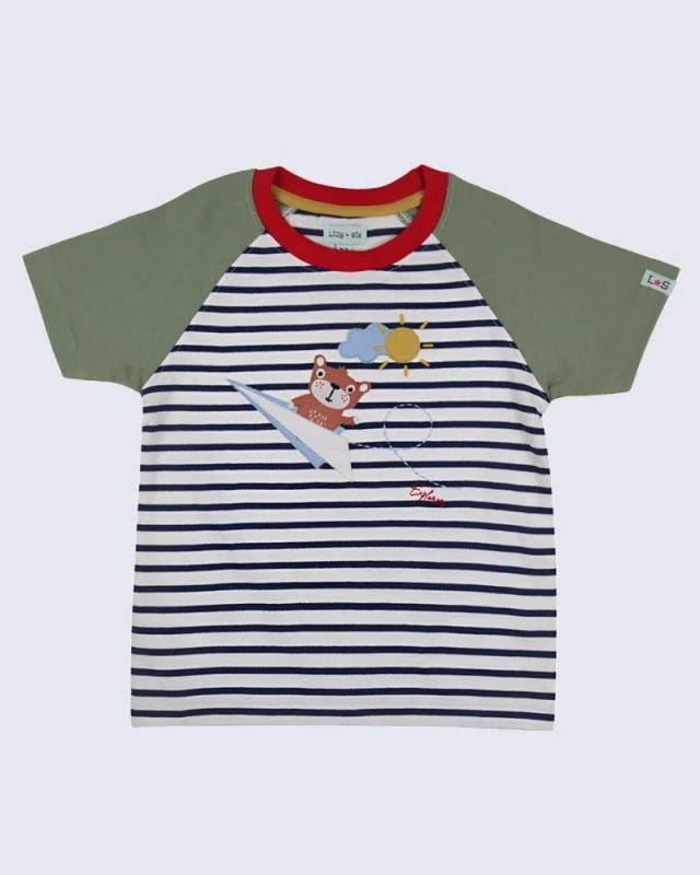Image of Lilly + Sid Plane Sid Applique T-Shirt Multi male
