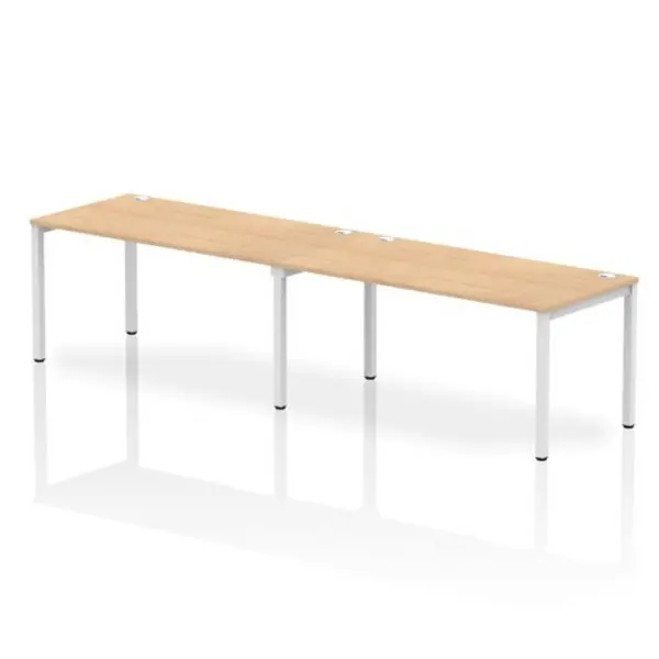 Image of Impulse Bench Single Row 2 Person 1600 White Frame Office Bench Desk Maple