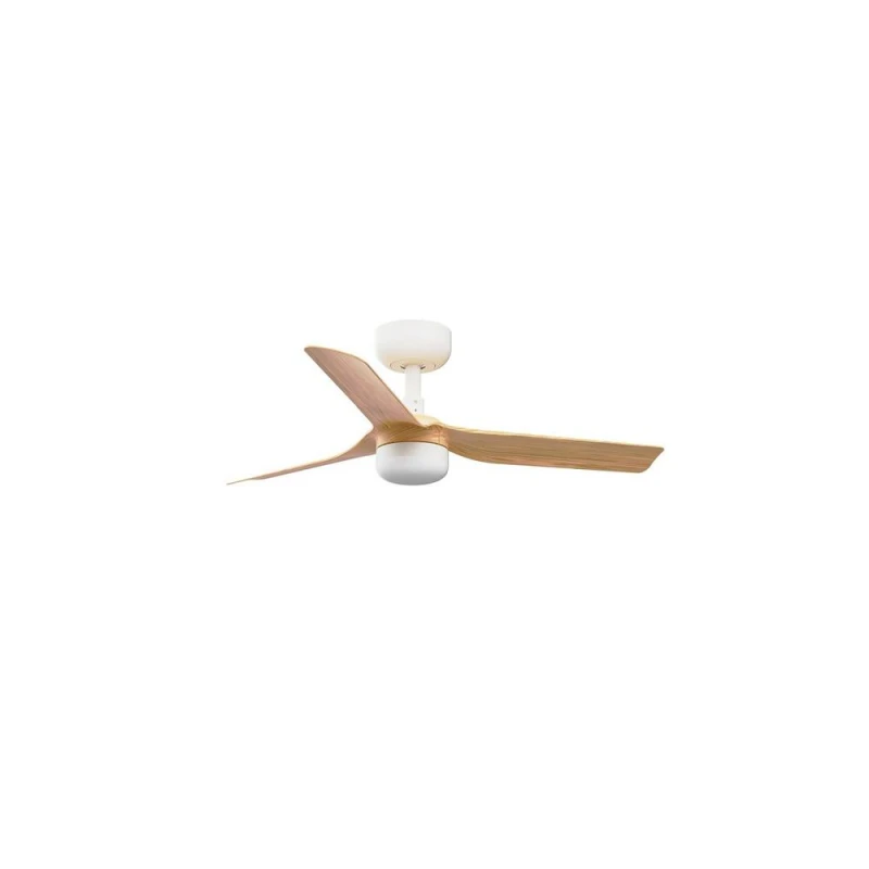Image of Netlighting Mini Punt Small LED White Light Wood DC Ceiling Fan 6 Speed White Unisex