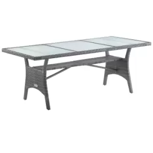 Image of Polyrattan Garden Table Takeo Grey 190x90x74cm Glass