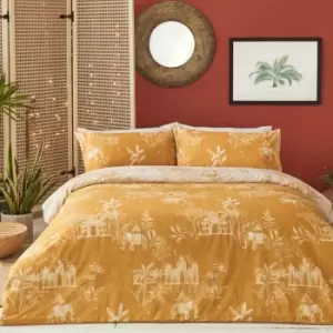 Image of Furn Jaipur Elephant Duvet Cover Set (Single) (Ochre Yellow)