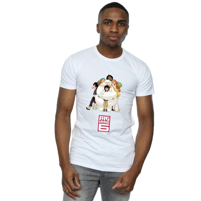 Image of Disney Men Big Hero 6 Baymax Hug T-Shirt in White Size: Small White S Male 5057864208276