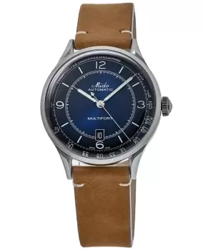 Image of Mido Multifort Patrimony Blue Dial Leather Strap Mens Watch M040.407.16.040.00 M040.407.16.040.00