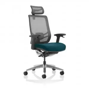 Image of Ergo Click Bespoke Fabric Seat Maringa Teal Black Mesh Back with