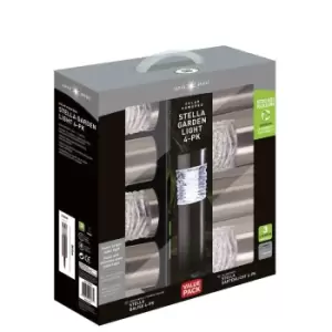 Image of SuperBright LED Solar Bollard Light STELLA (4 Pack) White Brushed Stainless Steel
