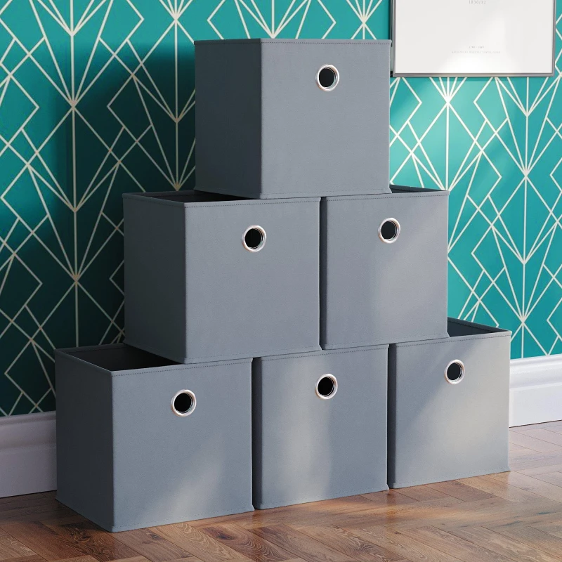 Image of Lassic Vida Designs Durham Cube Storage Basket Set of 6 Grey unisex Set of 6