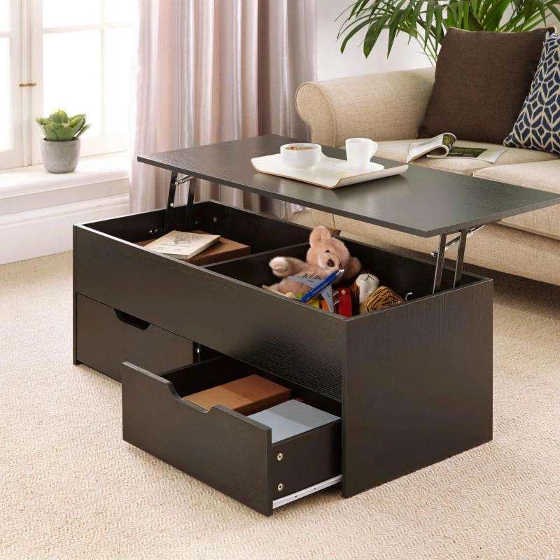 Image of Home Source Bruges 2 Drawer Lift Up Coffee Table Black