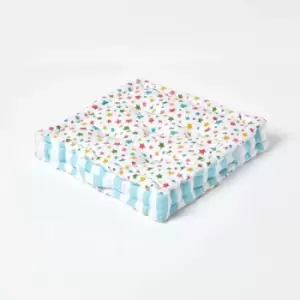 Image of Homescapes - Cotton Multi Coloured Stars Floor Cushion, 50 x 50cm - Natural