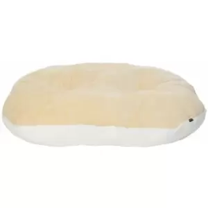 Image of Bunty Oval Dog Pet Puppy Cat Bed Fleece Round Cushion Hard Wicker Basket Insert - Cream - Large