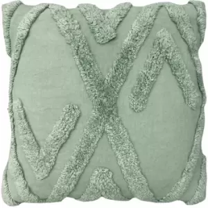 Image of Kamjo Geometric Tufted 100% Cotton Cushion Cover, Eucalyptus, 50 x 50 Cm - Furn