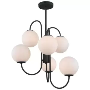 Image of Italux Lighting - Italux Gela - Industrial And Retro Hanging Pendant Black 6 Light with White Shade, G9