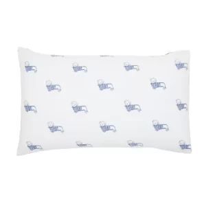 Image of Joules Coastal Chalk Sausage Dog 100% Cotton Housewife Pillowcase Pair MultiColoured