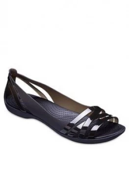 Image of Crocs Isabella Huarache Flat Shoes Black Size 4 Women