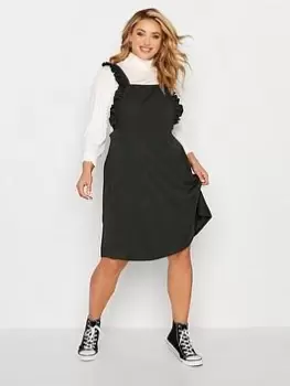 Image of Yours Frill Pinafore - Black, Size 18, Women