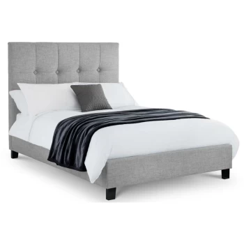 Image of High Headboard Bed 5ft Kingsize 150cm Light Grey Fabric - Marietta