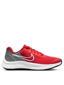Image of Nike Star Runner Junior Unisex Trainers - Red/Grey, Bright Red, Size 4