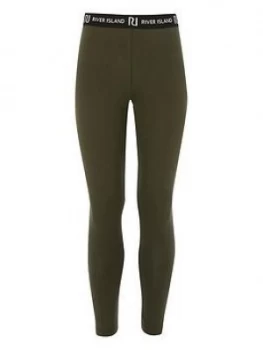 Image of River Island Waistband Leggings Khaki Size 7-8 Years Girls