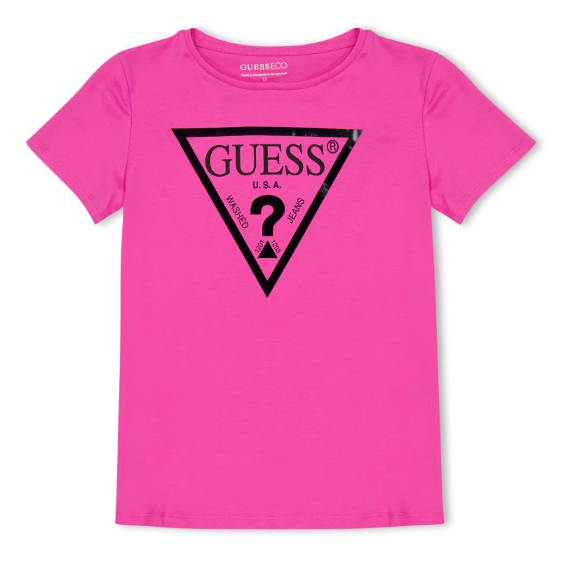 Image of Guess Girl's Core Logo T Shirt - Pink Pink 7 - 8 Years