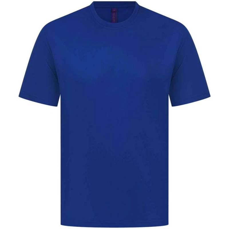 Image of Henbury Mens CoolPlus Moisture Wicking T-Shirt in Blue Size: XS Blue Male XS