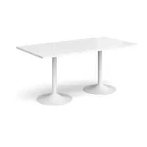 Image of Genoa rectangular dining table with white trumpet base 1600mm x 800mm - white
