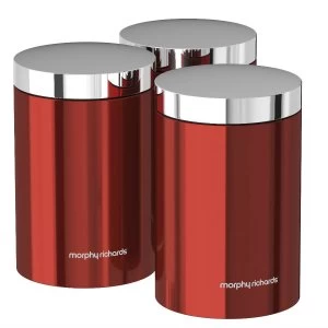 Image of Morphy Richards Accents Set of 3 Storage Canisters - Red