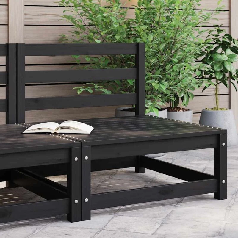 Image of VIDAXL Garden Middle Sofa Black Solid Wood Pine Vidaxl 8720286354872