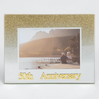 Image of 5" x 3.5" Gold Glitter Frame - 50th Anniversary