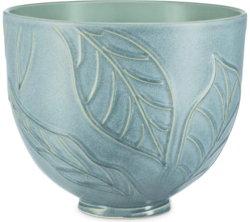 Image of KitchenAid 5KSM2CB5LB 4.7-Litre Ceramic Mixing Bowl - Spring Leaves, Blue,Green 8003437643644