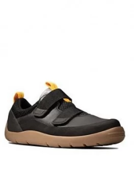 Image of Clarks Play Trail Strap Shoes - Black Leather