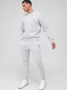 Image of Lacoste Crew Neck Jersey Tracksuit Set, Grey Size XL Men