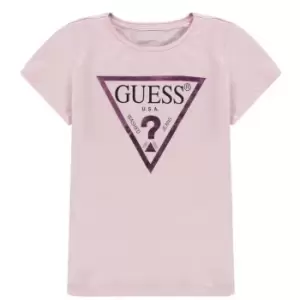 Image of Guess Girl's Core Logo T Shirt - Pink