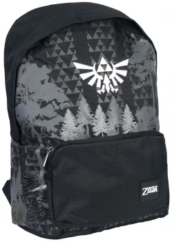 Image of Nintendo - Hyrule Royal Crest With Forest Print Unisex Backpack - Black