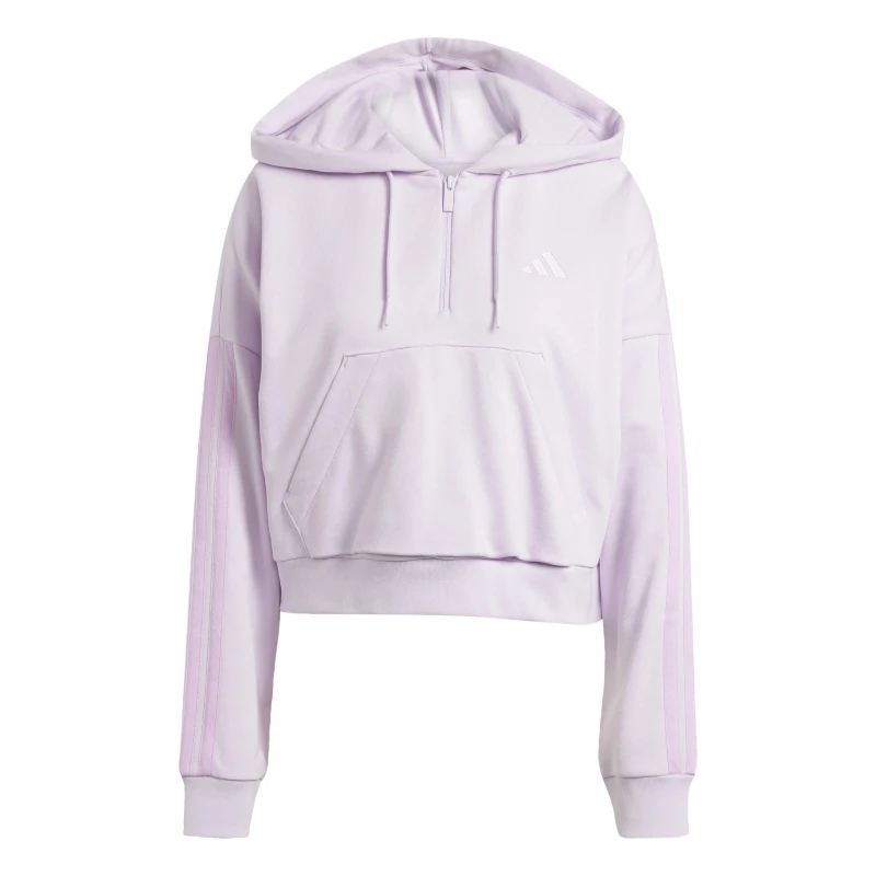 Image of adidas Essentials 3-Stripes Quarter-Zip Hoodie Womens Lavender female XS (4-6)