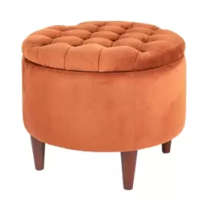 Image of Sofia Quilted Velvet Storage Pouffe Rust Orange