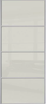 Image of Wickes Sliding Wardrobe Door Silver Framed Four Panel Soft White Glass - 2220 x 762mm