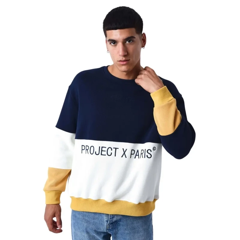 Image of Project X Paris Sweatshirt with Crewneck Project X Paris Colorblock Blanc Male XL