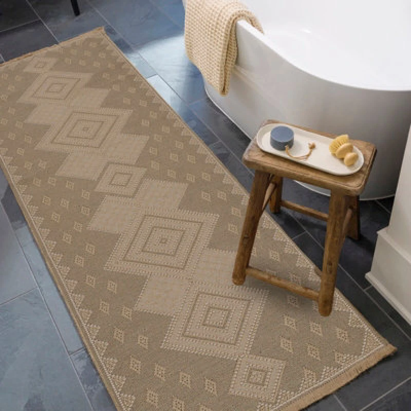 Image of Livabliss Cottage Tan Machine Washable Jute Oranos Runner Rug 79 X 220 Cm - Easy Care, Non Shedding, Ideal For Hallway Or Beside The Bed