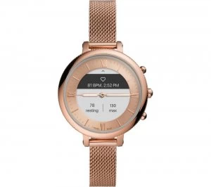 Image of Fossil Monroe Hybrid HR FTW7039 Smartwatch - Rose Gold, Stainless Steel Mesh Strap, Stainless Steel