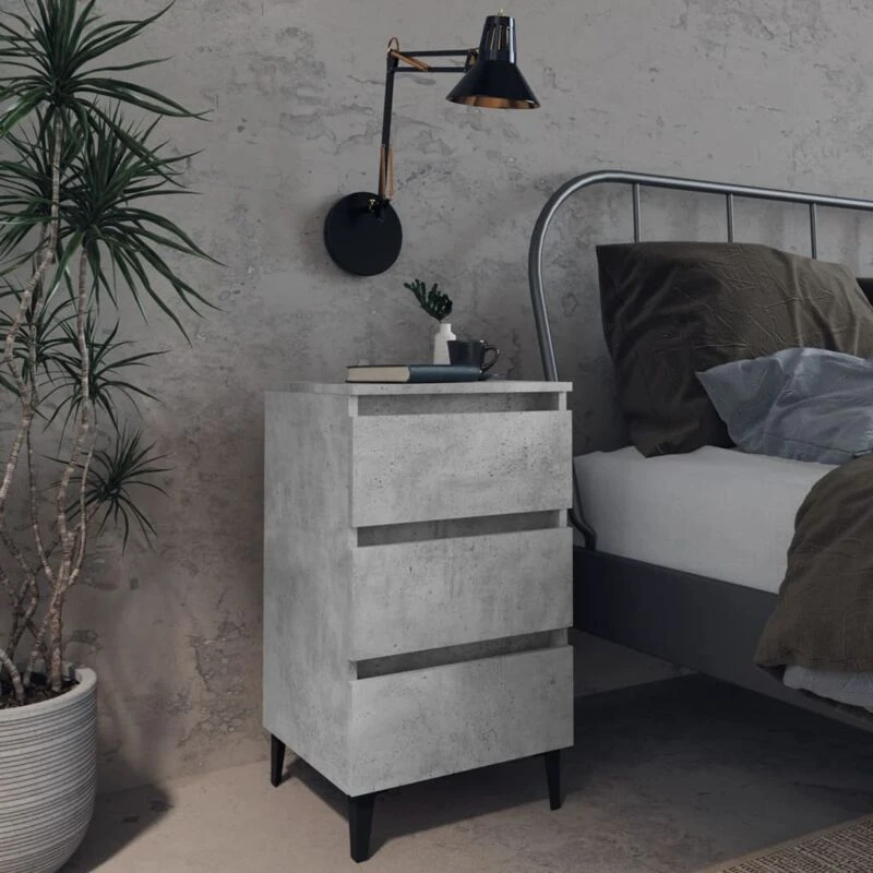 Image of VIDAXL Bed Cabinet with Metal Legs Concrete Grey 40x35x69cm Vidaxl 8720286357224