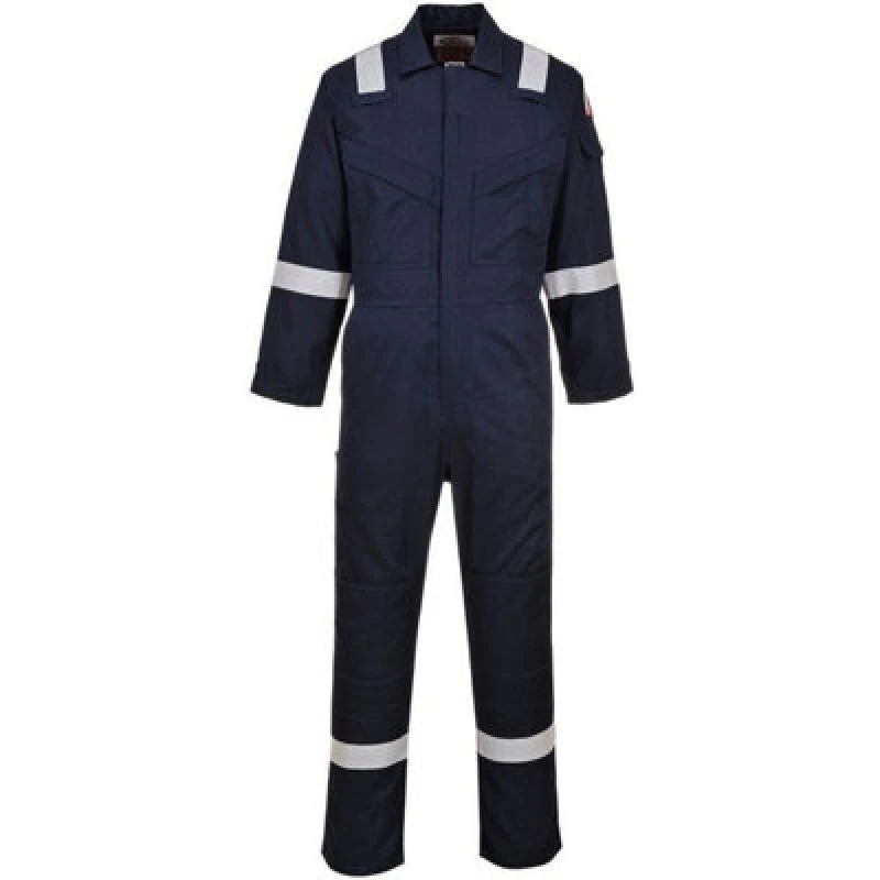 Image of Biz Flame Mens Flame Resistant Super Lightweight Antistatic Coverall FR21NATXL Colour: Navy Blue