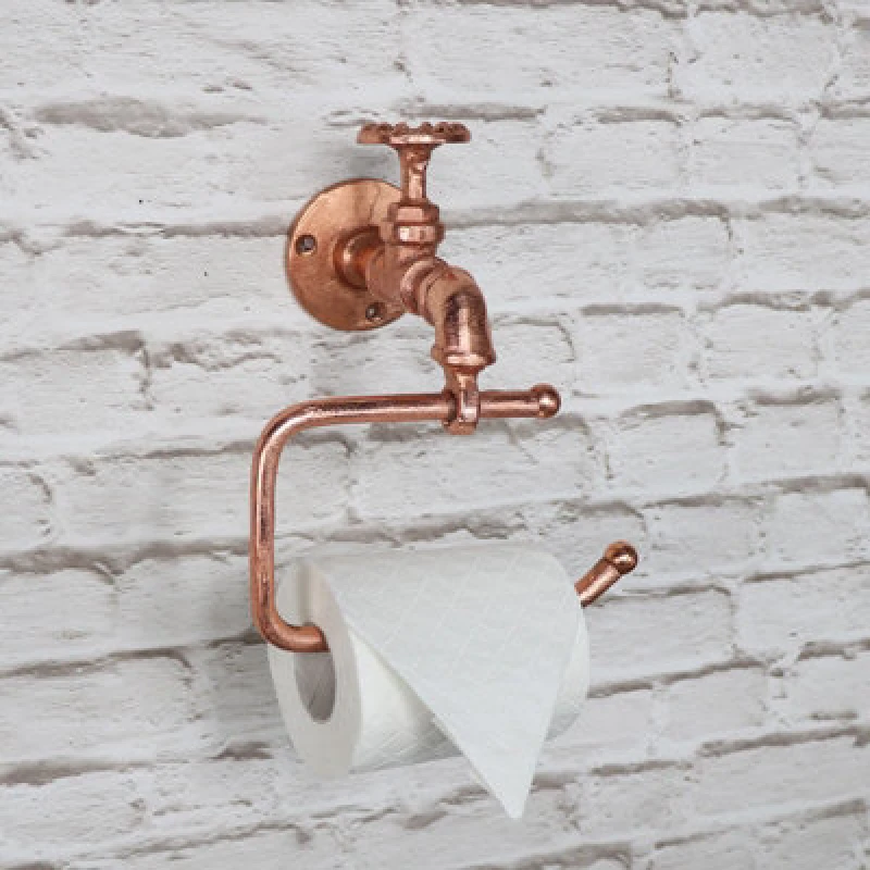 Image of Melody Maison Copper Metal Tap Toilet Roll Holder 19cm X 21cm Copper