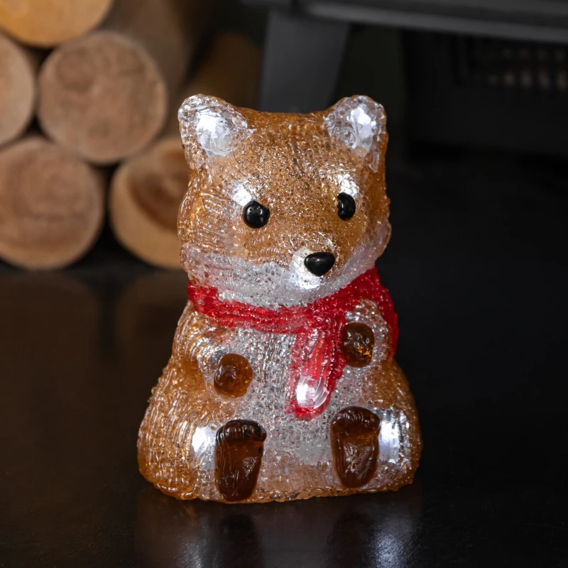 Image of 14cm Battery Operated Light up Christmas Ice Fox with 12 Cool White LEDs