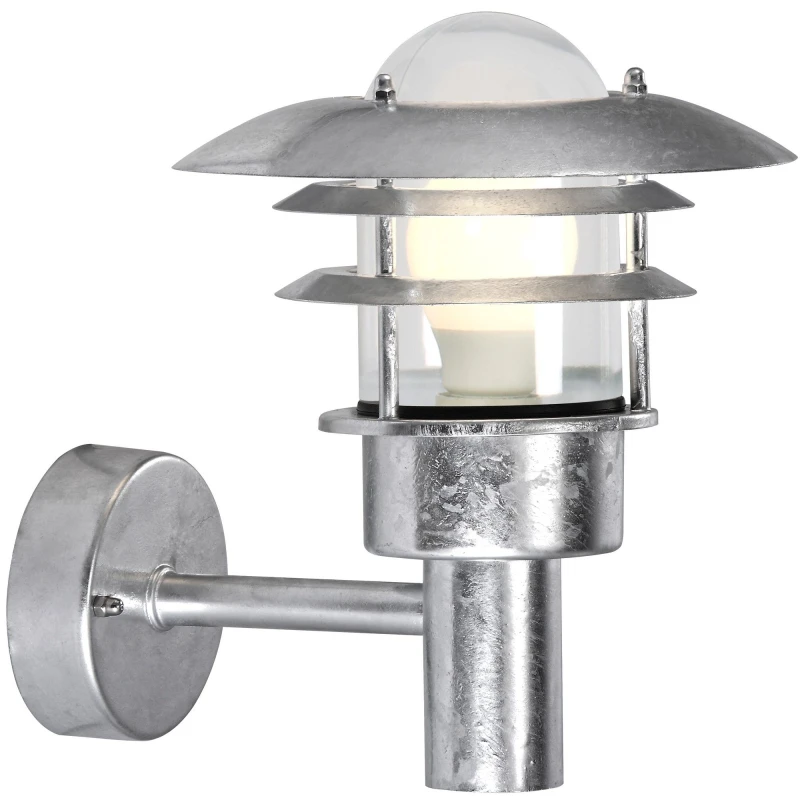 Image of Nordlux Industrial Outdoor Wall Light Silver Galvanized steel E27 Coastal/Marine Safe - Mains Powered, IP44 Silver Unisex